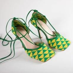RAID Cornell Heeled Pump In Green/Yellow -Chic Shoes Shop Cornell Green Yellow 4
