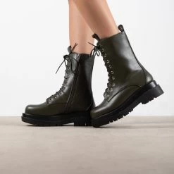 RAID Dahlia Chunky Lace Up Boot In Khaki