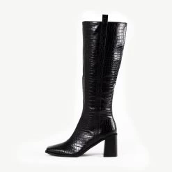 RAID Dale Long Boot In Black Croc -Chic Shoes Shop Dale Black 4
