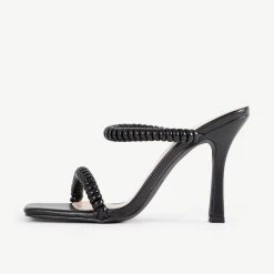 RAID Destined Strappy Heeled Mule In Black -Chic Shoes Shop Destined Black 4