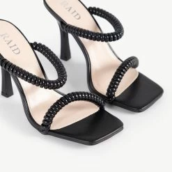 RAID Destined Strappy Heeled Mule In Black -Chic Shoes Shop Destined Black 5