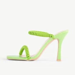 RAID Destined Strappy Heeled Mule In Green -Chic Shoes Shop Destined Lime Green 4