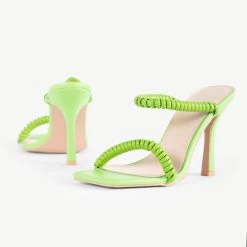 RAID Destined Strappy Heeled Mule In Green -Chic Shoes Shop Destined Lime Green 5