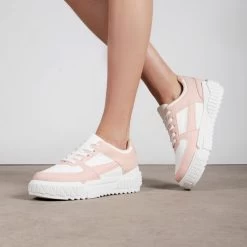 RAID Dexter Chunky Trainer In Pink -Chic Shoes Shop Dexter Pink White 2