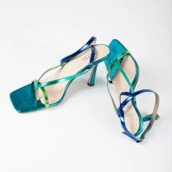 RAID Dorneah Square Toe Post Sandal In Blue Multi -Chic Shoes Shop Dorneah BlueMulti 4