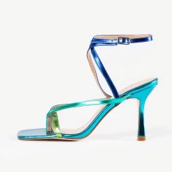 RAID Dorneah Square Toe Post Sandal In Blue Multi -Chic Shoes Shop Dorneah BlueMulti 5