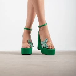 RAID Elizah Platform Butterfly Heel In Green -Chic Shoes Shop Elizah Green 3