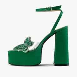 RAID Elizah Platform Butterfly Heel In Green -Chic Shoes Shop Elizah Green 5