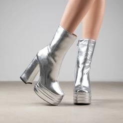 RAID Emely Platform Ankle Boot In Silver -Chic Shoes Shop Emely Silver 3