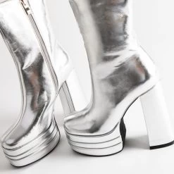RAID Emely Platform Ankle Boot In Silver -Chic Shoes Shop Emely Silver 4