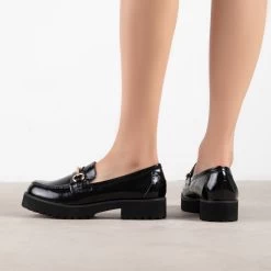 RAID Empire Chunky Shoe In Black Crinkle -Chic Shoes Shop Empire Black 3