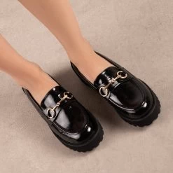 RAID Empire Chunky Shoe In Black Crinkle -Chic Shoes Shop Empire Black 4