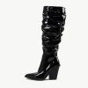RAID Estacia Ruched Long Boot In Black Patent -Chic Shoes Shop Estacia Black 5