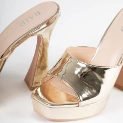 RAID Estee Platform Mule In Gold 11 RAID Estee Platform Mule In Gold -Chic Shoes Shop Estee Gold 5