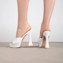 RAID Estee Platform Mule In White -Chic Shoes Shop Estee White 3