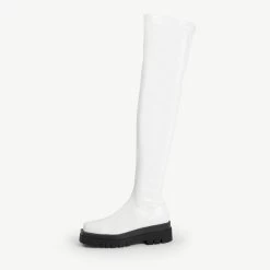 RAID Fabrizio Over The Knee Boot In White -Chic Shoes Shop Fabrizio White 1