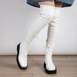 RAID Fabrizio Over The Knee Boot In White -Chic Shoes Shop Fabrizio White 4