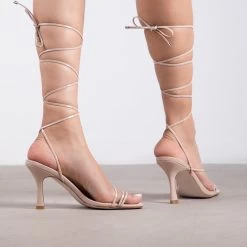 RAID Fane Lace-up Heeled Sandal In Nude Patent 11 RAID Fane Lace-up Heeled Sandal In Nude Patent -Chic Shoes Shop Fane Nude 3