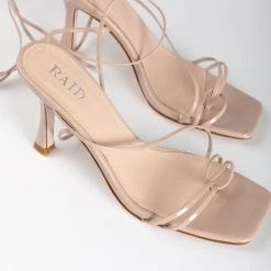 RAID Fane Lace-up Heeled Sandal In Nude Patent 12 RAID Fane Lace-up Heeled Sandal In Nude Patent -Chic Shoes Shop Fane Nude 4