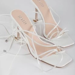 RAID Fane Lace-up Heeled Sandal In White Patent 12 RAID Fane Lace-up Heeled Sandal In White Patent -Chic Shoes Shop Fane White 4