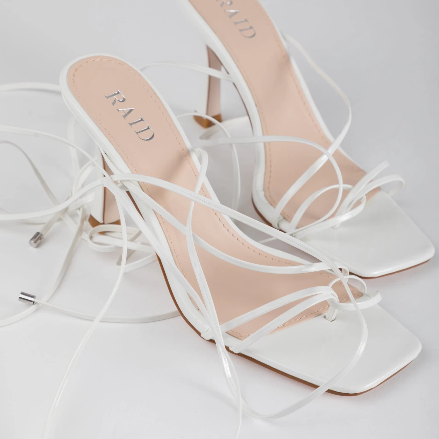RAID Fane Lace-up Heeled Sandal In White Patent 7 RAID Fane Lace-up Heeled Sandal In White Patent - Image 5
