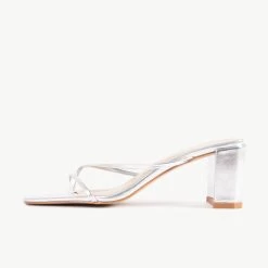 RAID Freddy Heeled Mule In Silver -Chic Shoes Shop Freddy Silver 4