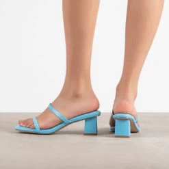 RAID Frieda Block Heeled Mule In Blue -Chic Shoes Shop Frieda Blue 1