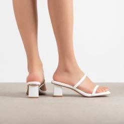 RAID Frieda Block Heeled Mule In White -Chic Shoes Shop Frieda White 3