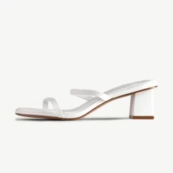 RAID Frieda Block Heeled Mule In White -Chic Shoes Shop Frieda White 5