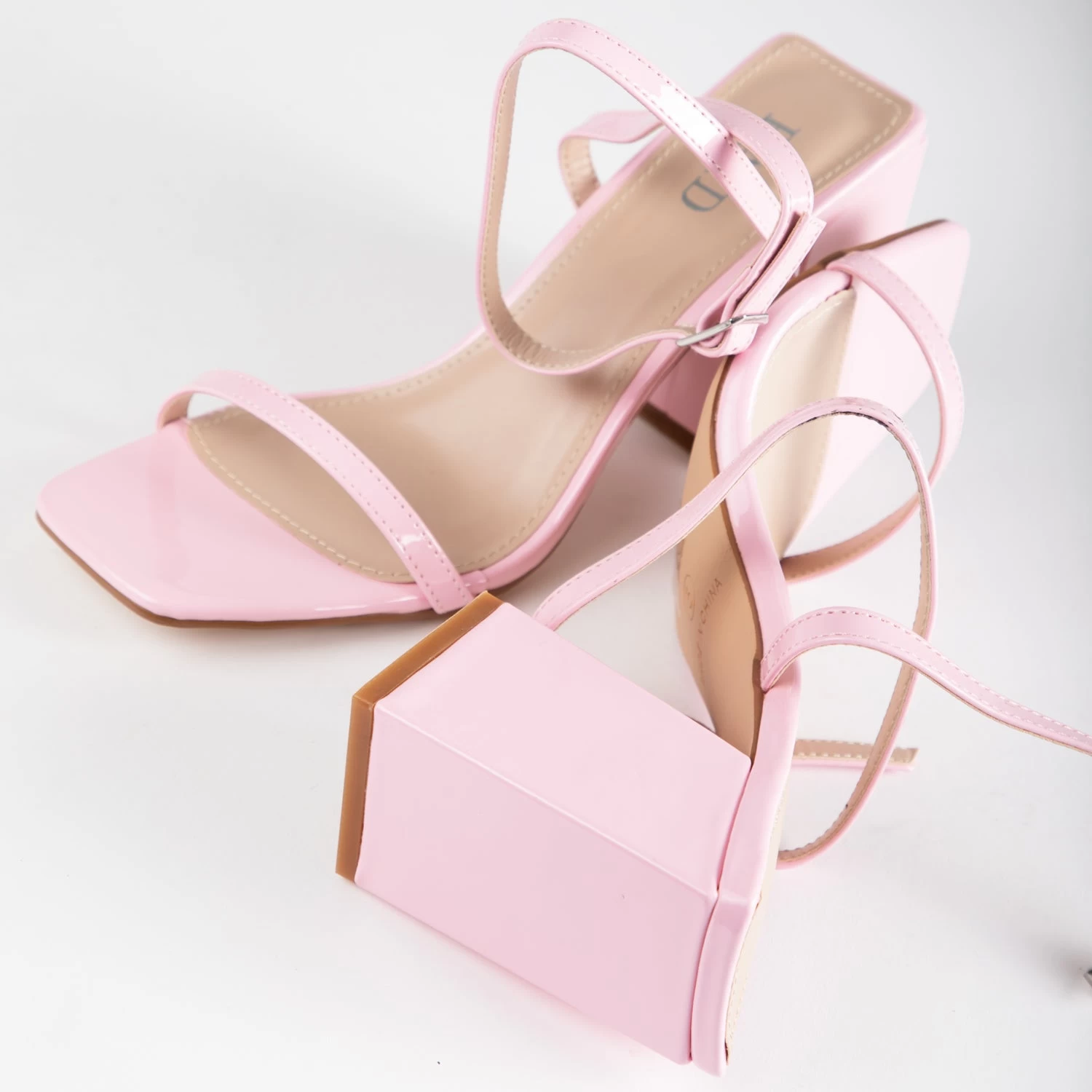 RAID Garry Block Heel Sandal In Pink Patent 7 RAID Garry Block Heel Sandal In Pink Patent - Image 5