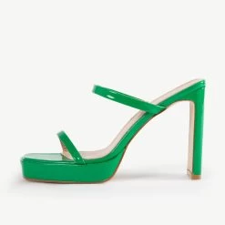 RAID Genica Heeled Mule In Green -Chic Shoes Shop Genica Green 4