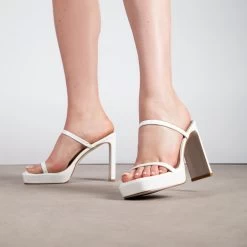 RAID Genica Heeled Mule In White -Chic Shoes Shop Genica White 3