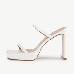 RAID Genica Heeled Mule In White -Chic Shoes Shop Genica White 4