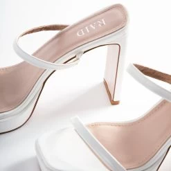 RAID Genica Heeled Mule In White -Chic Shoes Shop Genica White 5