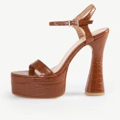 RAID Gracelyn Platform Heel In Brown Croc -Chic Shoes Shop Gracelyn Brown 4