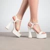 RAID Gracelyn Platform Heel In White Croc -Chic Shoes Shop Gracelyn White 3