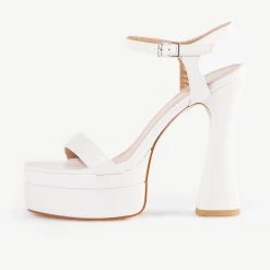 RAID Gracelyn Platform Heel In White Croc -Chic Shoes Shop Gracelyn White 4