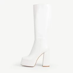 RAID Granger Block Heeled Boot In White -Chic Shoes Shop Granger White 4