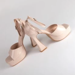 RAID Hope Platform Heels In Nude Patent -Chic Shoes Shop Hope Nude 4