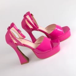 RAID Hope Platform Heels In Pink Patent -Chic Shoes Shop Hope Pink 4