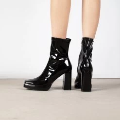 RAID Hunter Ankle Boot In Black Patent -Chic Shoes Shop Hunter Black 3