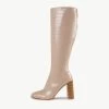 RAID Ivonne Block Heeled Boot In Cream Croc -Chic Shoes Shop Ivonne Cream 5