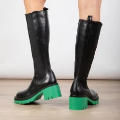 RAID Jadon Long Boot In Green -Chic Shoes Shop Jadon Black Green 2
