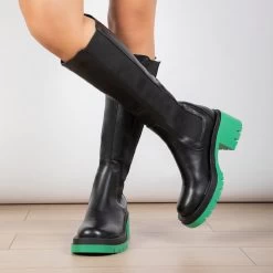 RAID Jadon Long Boot In Green -Chic Shoes Shop Jadon Black Green 3