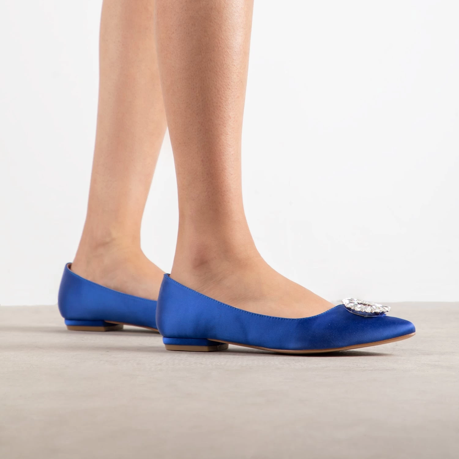 RAID Jennika Flat Shoe In Blue Satin 6 RAID Jennika Flat Shoe In Blue Satin - Image 4