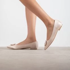 RAID Jennika Flat Shoe In Champagne Satin 9 RAID Jennika Flat Shoe In Champagne Satin -Chic Shoes Shop Jennika Champagne 1