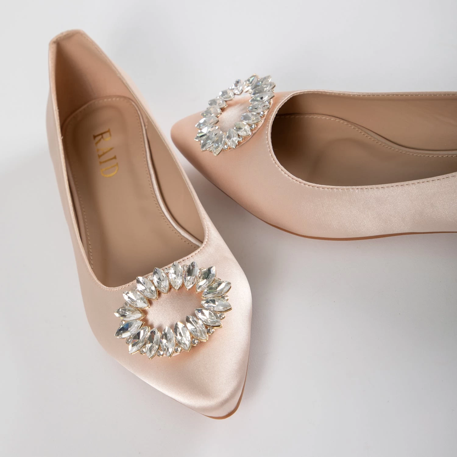 RAID Jennika Flat Shoe In Champagne Satin 7 RAID Jennika Flat Shoe In Champagne Satin - Image 5
