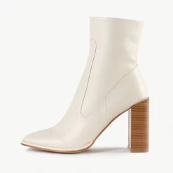 RAID Jennyl Block Heeled Ankle Boot In Off White