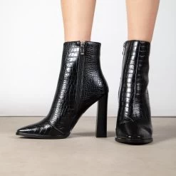 RAID Keena Ankle Boot In Black Croc -Chic Shoes Shop Keena Black 1
