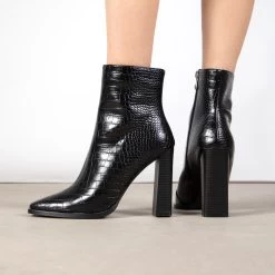 RAID Keena Ankle Boot In Black Croc -Chic Shoes Shop Keena Black 3